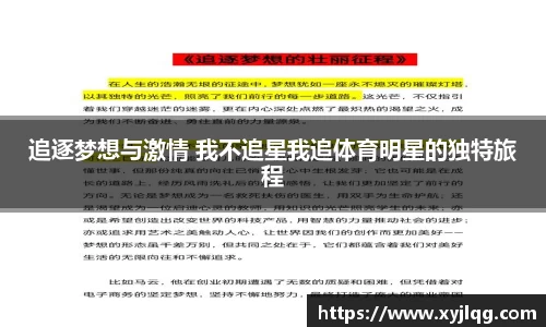 追逐梦想与激情 我不追星我追体育明星的独特旅程